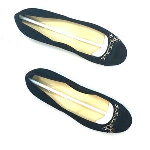 NEW Chanel Flats Blue+Black+Gold chain detail 37.5